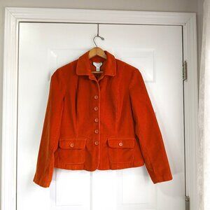 Tangerine Orange Corduroy Jacket by Talbots Size 12